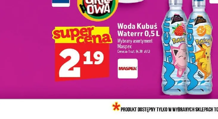 Woda Kubuś Waterrr Pokemon promocja w TOPAZ