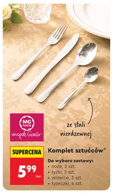 Komplet sztućców widelce MG Home 3-pak promocja w Biedronka