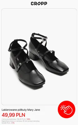 Lakierowane półbuty Mary Jane Cropp promocja w Cropp