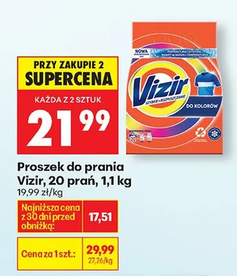 Proszek do prania Vizir 20 prań 1,1 kg promocja w Biedronka