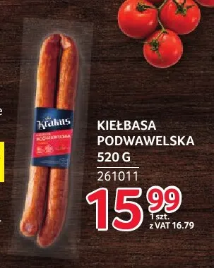 Kiełbasa podwawelska Krakus 520 g promocja w Selgros