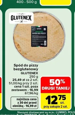 Spód do pizzy bezglutenowy Glutenex promocja w Carrefour Market