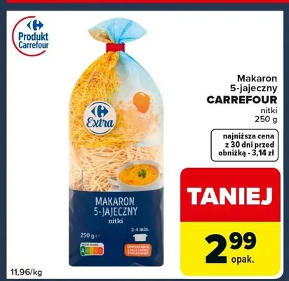 Makaron 5-jajeczny nitki CARREFOUR promocja w Globi