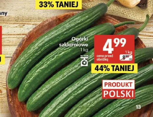 Ogórki szklarniowe polskie promocja w Delikatesy Centrum
