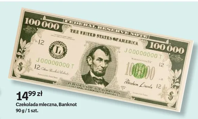 Czekolada mleczna Banknot promocja w Empik