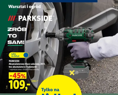 Akumulatorowy klucz udarowy Parkside 20V bez akumulatora i ładowarki promocja w Lidl