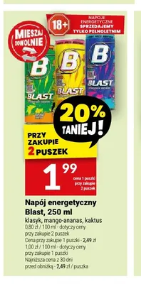 Napój energetyczny Blast mango-ananas promocja w Twój Market