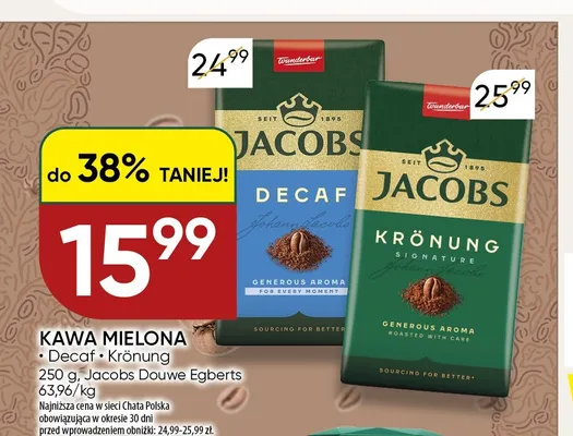 Kawa mielona Jacobs Decaf promocja w Chata Polska