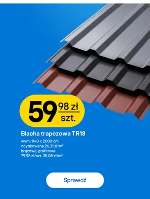 Blacha trapezowa TR18 ocynkowana promocja w Castorama