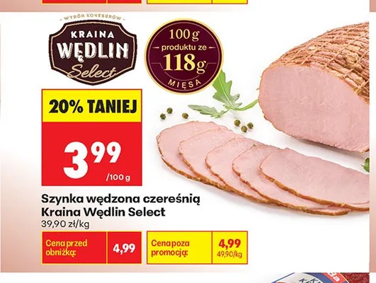Szynka wędzona czereśnią Kraina Wędlin Select promocja w Biedronka