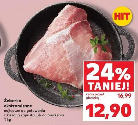 Żeberka ekstramięsne najlepsze do gotowania z kiszoną kapustą lub do pieczenia promocja w Kaufland
