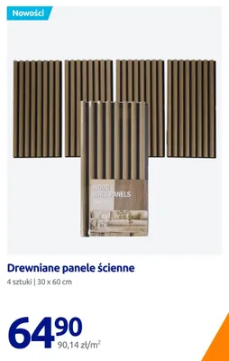Drewniane panele ścienne 4-pak 30x60 cm promocja w Action