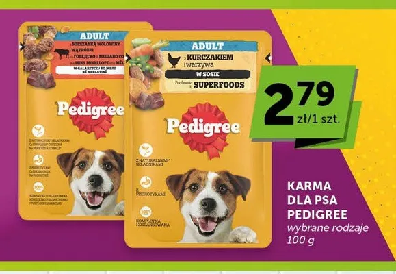 Karma dla psa Pedigree Adult z mieszanką wołową i wątróbką w galaretce promocja w Euro Sklep