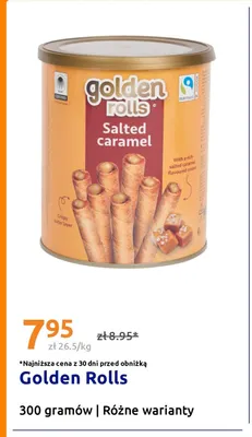 Rurki waflowe Golden Rolls promocja w Action