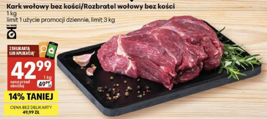 Kark wołowy bez kości promocja w Delikatesy Centrum