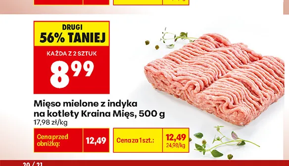 Mięso mielone z indyka na kotlety Kraina Mięs promocja w Biedronka