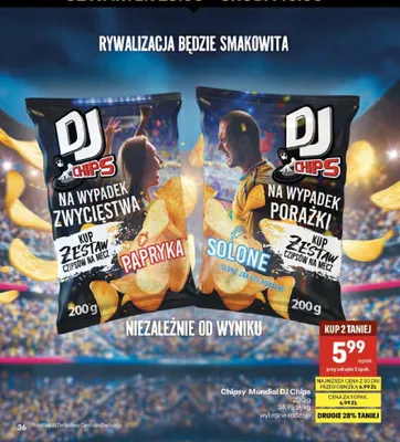 Chipsy Mundial DJ Chips Papryka promocja w Delikatesy Centrum