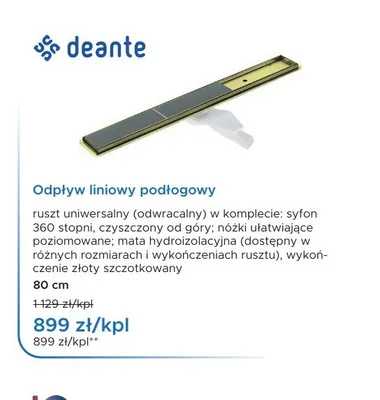 Odpływ liniowy podłogowy Deante 80 cm promocja w Blu Salony Łazienek