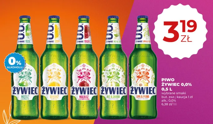 Piwo Żywiec 0,0% wybrane smaki promocja w Duży Ben