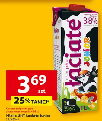 Mleko UHT Łaciate Junior promocja w Auchan