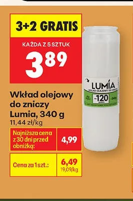 Wkład olejowy do zniczy Lumia promocja w Biedronka