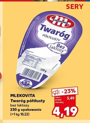 Twaróg półtłusty bez laktozy MLEKOVITA promocja w Kaufland