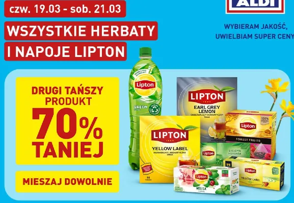 Wszystkie herbaty i napoje Lipton promocja w Aldi