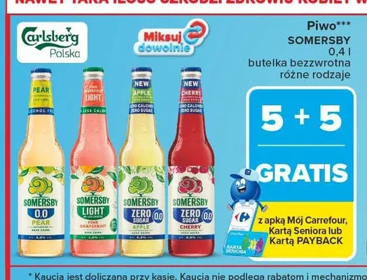Piwo bezalkoholowe Somersby 0,0 Pear promocja w Carrefour