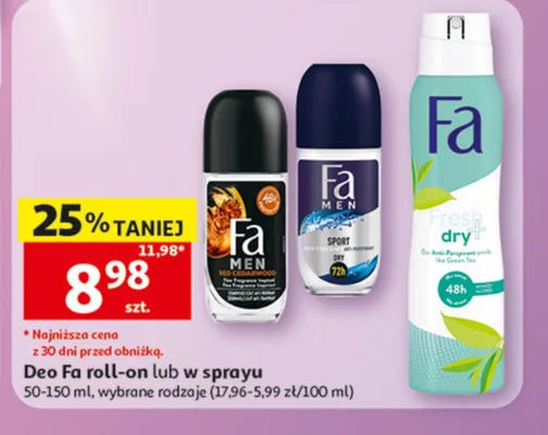Deo Fa roll-on Men Red Cedarwood promocja w Auchan