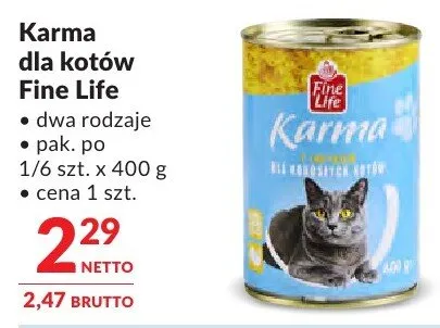 Karma dla kotów Fine Life dwa rodzaje promocja w Makro
