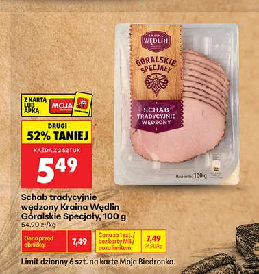 Schab tradycyjnie wędzony Kraina Wędlin Góralskie Specjały promocja w Biedronka