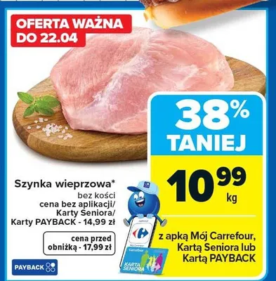 Szynka wieprzowa bez kości promocja w Carrefour