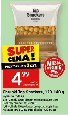 Chrupki Top Snackers chrupki orzechowe promocja w Twój Market