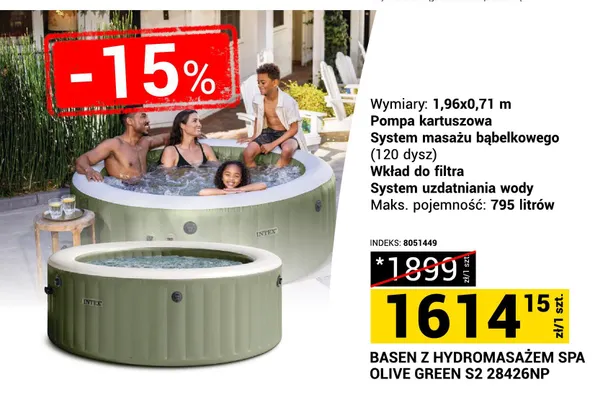 Basen z hydromasażem SPA Olive Green S2 28426NP Intex promocja w Merkury Market