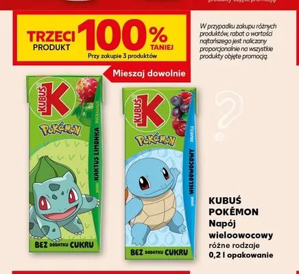 Napój wieloowocowy Kubuś Pokémon smak promocja w Kaufland