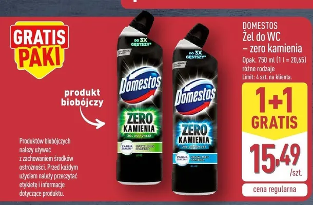 Żel do WC Domestos Zero Kamienia Lime promocja w Aldi