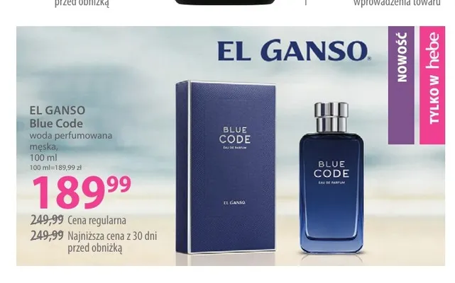Woda perfumowana męska El Ganso Blue Code promocja w Hebe