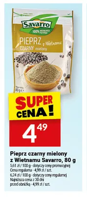 Pieprz czarny mielony Savarro promocja w Twój Market