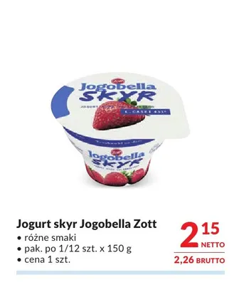 Jogurt skyr Jogobella Zott promocja w Makro