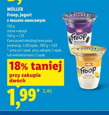 Jogurt z musem owocowym Müller Froop promocja w Lidl