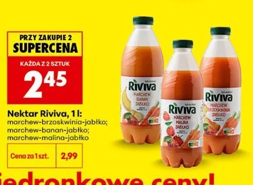 Nektar Riviva Marchew Malina Jabłko promocja w Biedronka