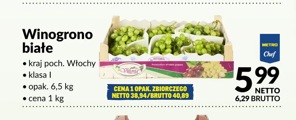 Winogrona białe Metro Chef promocja w Makro