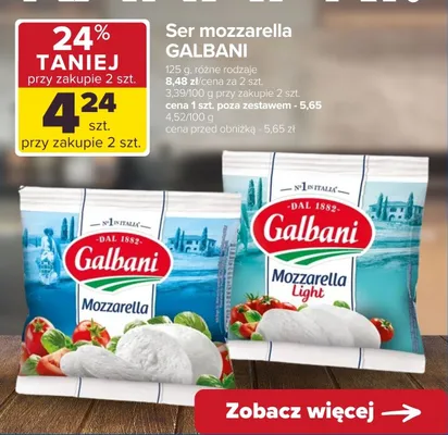 Ser mozzarella Mozzarella Light promocja w Carrefour