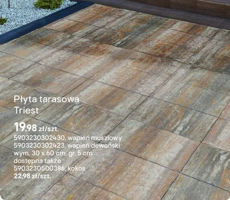 Płyta tarasowa Triest wapień muszlowy promocja w Castorama