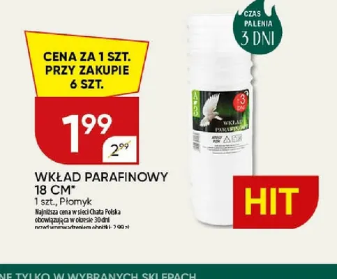 Wkład parafinowy Płomyk 18 cm promocja w Chata Polska