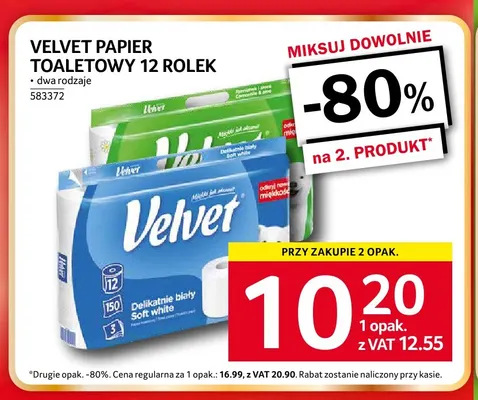 Papier toaletowy Velvet Delikatnie biały 12-pak promocja w Selgros