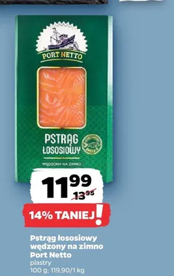 Pstrąg łososiowy wędzony na zimno plastry Port Netto promocja w Netto