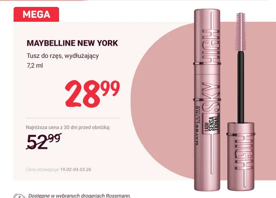 Tusz do rzęs, wydłużający promocja w Rossmann
