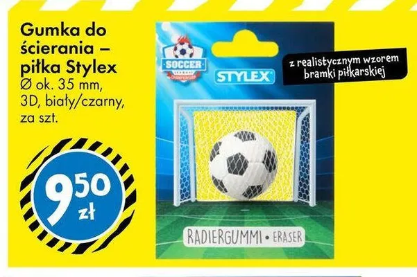 Gumka do ścierania piłka Stylex 3D promocja w Tedi