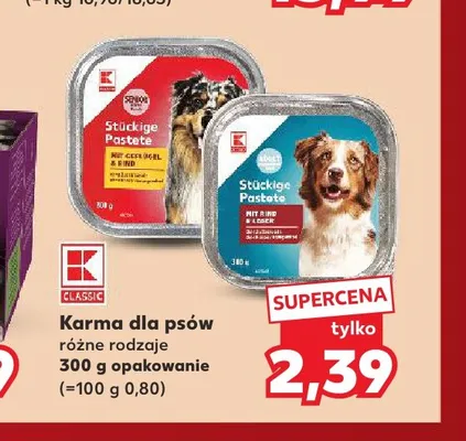 Karma dla psa K-Classic Stückige Pastete z drobiem i wołowiną promocja w Kaufland
